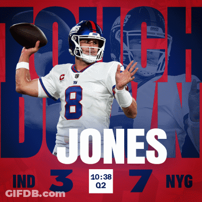 A Giants Football Player Named Jones Is Throwing A Ball GIF
