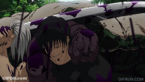 A Gif From Gifrun.com Shows A Man Holding A Purple And White Sword GIF