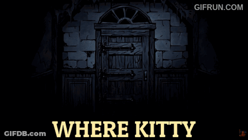A Gif From Gifrun.com Shows A Shadow Of A Person And The Words " Where Kitty " GIF