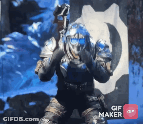 A Gif Maker Shows A Soldier Holding A Hammer GIF
