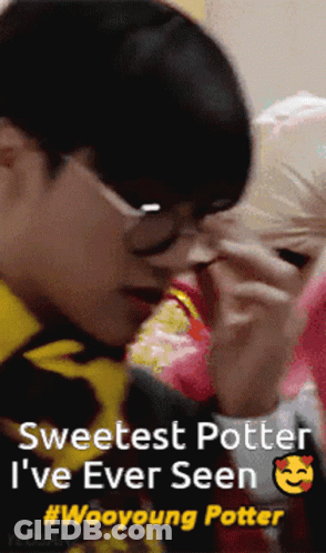A Gif Of A Boy Eating A Snack With The Words Sweetest Potter I 'Ve Ever Seen GIF