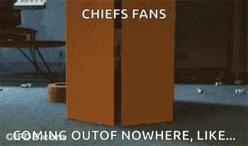 A Gif Of A Chiefs Fan Coming Out Of Nowhere Like GIF