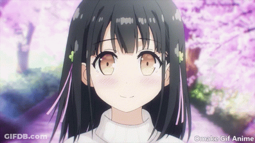 A Gif Of A Girl With Flowers In Her Hair And The Words Omake Gif Anime Below Her GIF