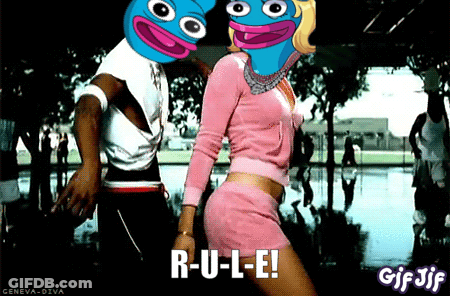 A GIF Of A Man And A Woman Dancing With The Caption R-U-L-E! GIF