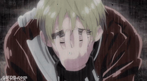 A Gif Of A Man Covering His Face With His Hands With The Words Gifs Of Hetalia At The Bottom GIF