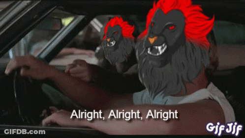 A Gif Of A Man Driving A Car That Says Alright GIF