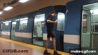 A Gif Of A Man Getting On A Train With The Url Make A Gif.com GIF