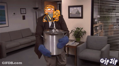 A Gif Of A Man Holding A Pot With Gif Jif Written In The Corner GIF