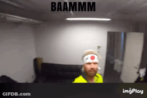 Man Wearing Headband With Baammmm GIF