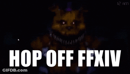 A Gif Of A Monster With The Words Hop Off Ffxiv GIF