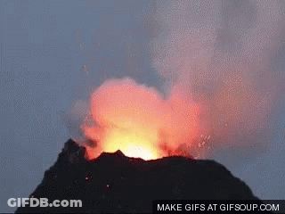 A Gif Of A Volcano Erupting With The Words " Make Gifs At Gifsoup.com " At The Bottom GIF