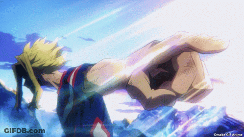 A Gif Of All Might From My Hero Academia Is Displayed GIF