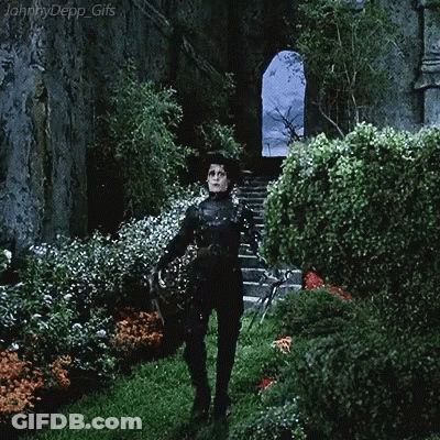 A Gif Of Johnny Depp Standing In A Garden GIF