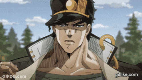 A Gif Of Jotaro From Jojo 'S Bizarre Adventure Is Displayed GIF