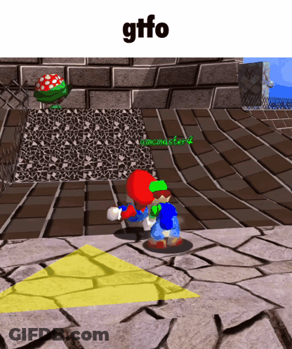 A Gif Of Mario And Luigi Standing Next To Each Other With The Words Gtfo Above Them GIF