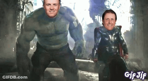 A Gif Of Two Men Standing Next To Each Other With The Words Gif Jif On The Bottom GIF