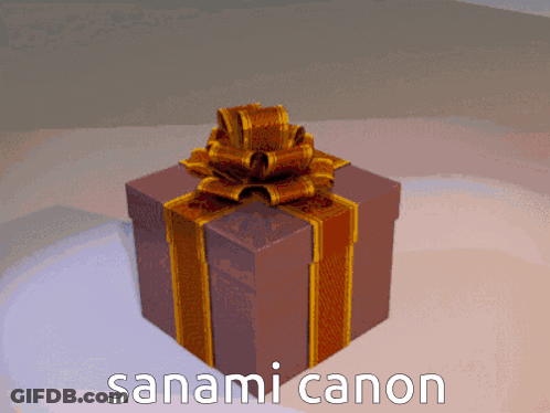 Gift Box With Bow And Sanami Canon GIF