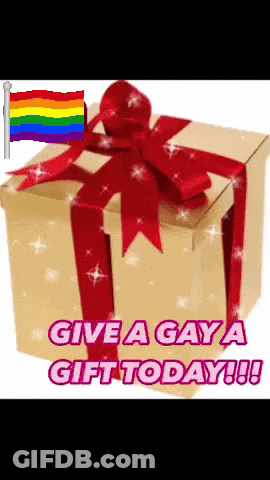 Gift Box With Red Bow And Give A Gay A Gift Today GIF