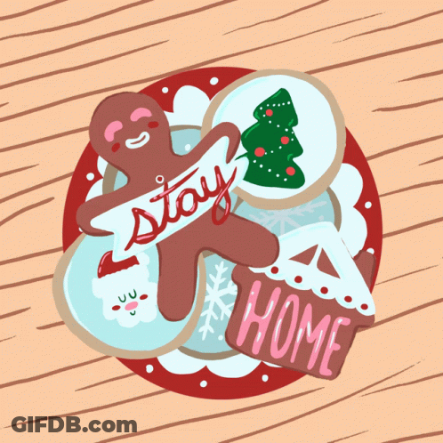 A Gingerbread Man Has A Sign That Says " Stay " On It GIF