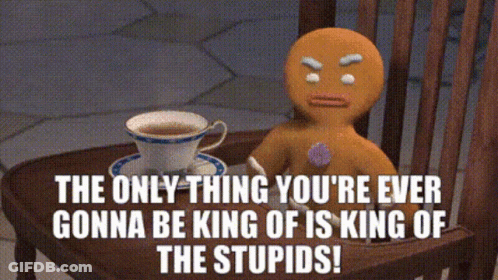A Gingerbread Man Sits At A Table With A Cup Of Tea GIF