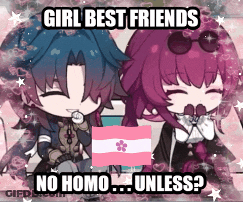A Girl And A Boy Are Standing Next To Each Other With The Caption Girl Best Friends No Homo ... Unless GIF