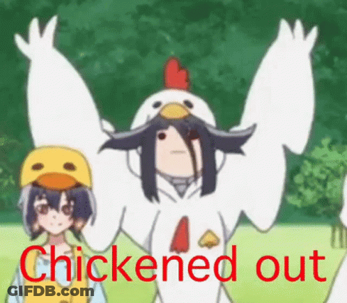 A Girl Dressed As A Chicken Is Standing Next To A Boy Dressed As A Duck . GIF