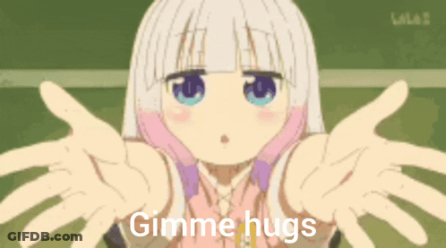 A Girl From A Anime Is Giving A Hug With Her Hands Outstretched . GIF