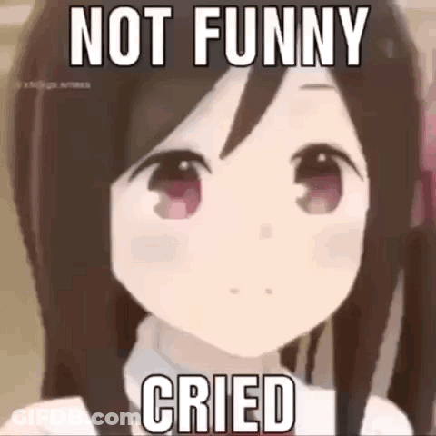 A Girl From An Anime Is Crying And Says `` Not Funny Cried '' . GIF