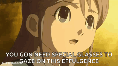 A Girl From An Anime Is Wearing Special Glasses To Gaze On This Effulgence . GIF