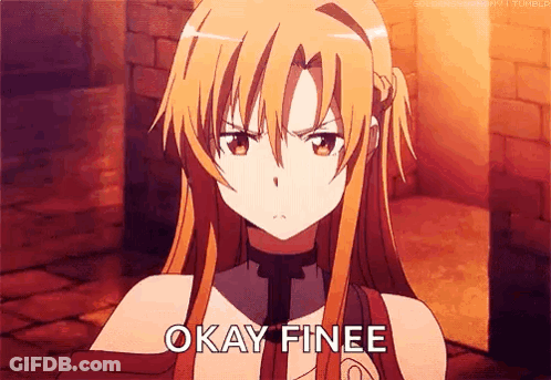 A Girl From An Anime Says Okay Finee In Front Of Her GIF