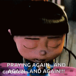 A Girl From Despicable Me Is Praying Again And Again And Again . GIF