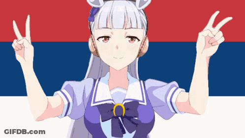 A Girl Giving A Peace Sign With Her Hands GIF