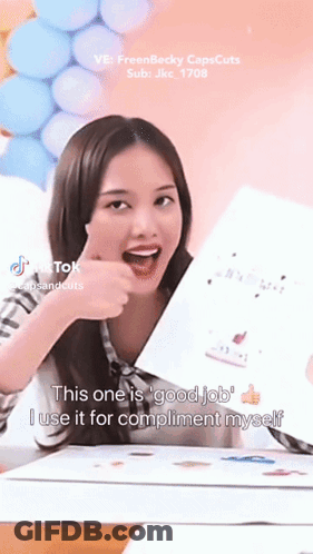 A Girl Giving A Thumbs Up With The Caption " This One Is Good Job " GIF