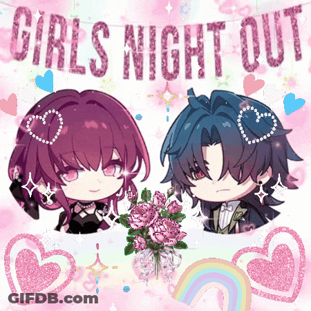 A Girl Holding A Bouquet Of Pink Flowers And A Boy Holding A Bouquet Of Blue Flowers GIF