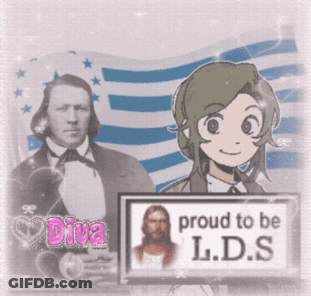 A Girl Holding A Sign That Says Proud To Be L.d.s. GIF