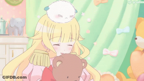 A Girl Holding A Teddy Bear With The Words Such Great Softness GIF