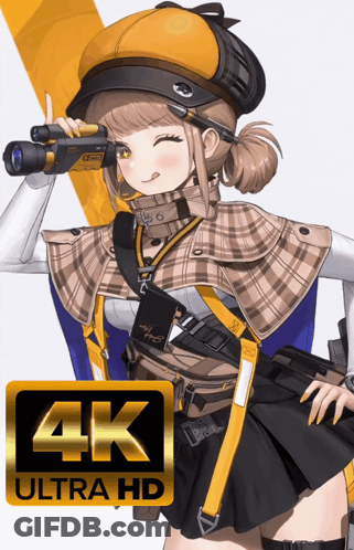 A Girl Holding Binoculars Next To A 4K Ultra Hd Banner GIF