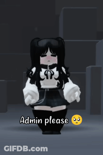 A Girl In A Black And White Outfit Is Standing Next To A Sign That Says Admin Please GIF