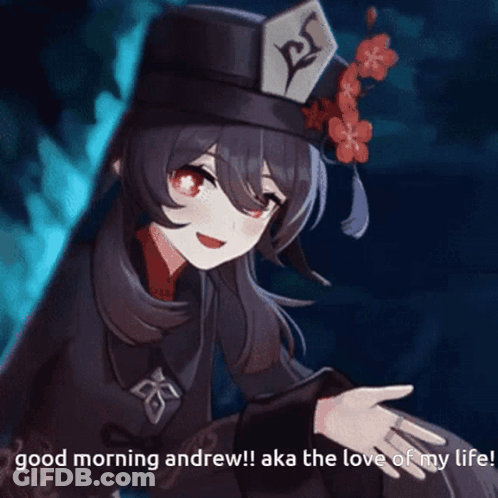 A Girl In A Black Hat Says Good Morning Andrew GIF