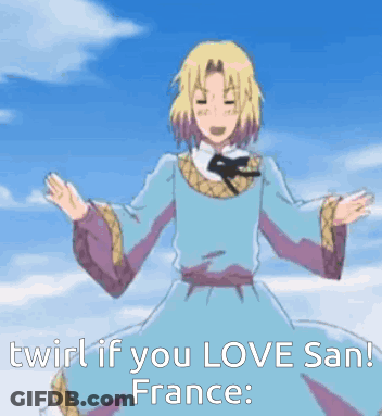 A Girl In A Blue Dress Is Dancing With The Words Twirl If You Love San France GIF