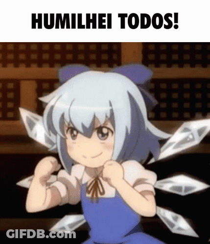 A Girl In A Blue Dress Is Flexing Her Muscles And Says Humilhei Todos . GIF