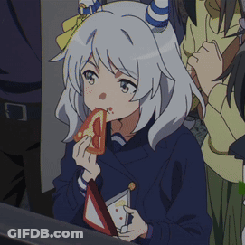A Girl In A Blue Jacket Is Eating A Sandwich GIF