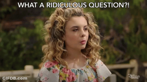 A Girl In A Floral Shirt Is Asking What A Ridiculous Question GIF