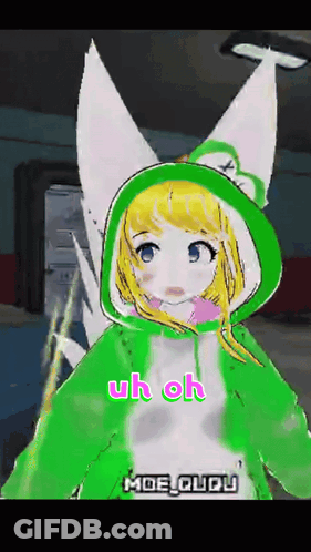 A Girl In A Green Hoodie Says Uh Oh Moe Quidj GIF