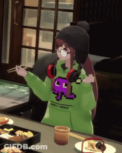 A Girl In A Green Hoodie That Says Ghost Panic GIF