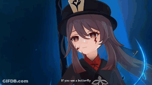 A Girl In A Hat With The Words If You See A Butterfly On The Bottom GIF