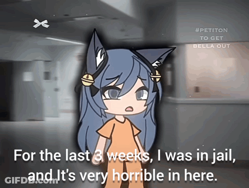 A Girl In A Jail Cell With The Words " For The Last 3 Weeks I Was In Jail GIF