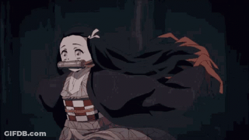 A Girl In A Kimono Is Running In The Dark With Her Arms Outstretched GIF