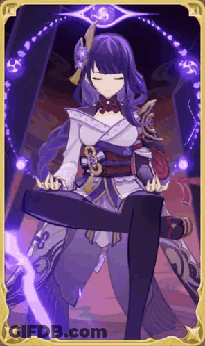 A Girl In A Kimono Is Sitting On A Chair With Her Legs Crossed And Holding A Sword . GIF