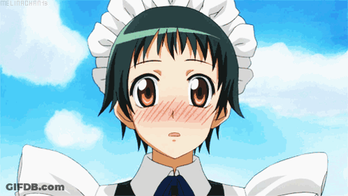 A Girl In A Maid Costume With A Blue Sky In The Background Is Being Animated GIF